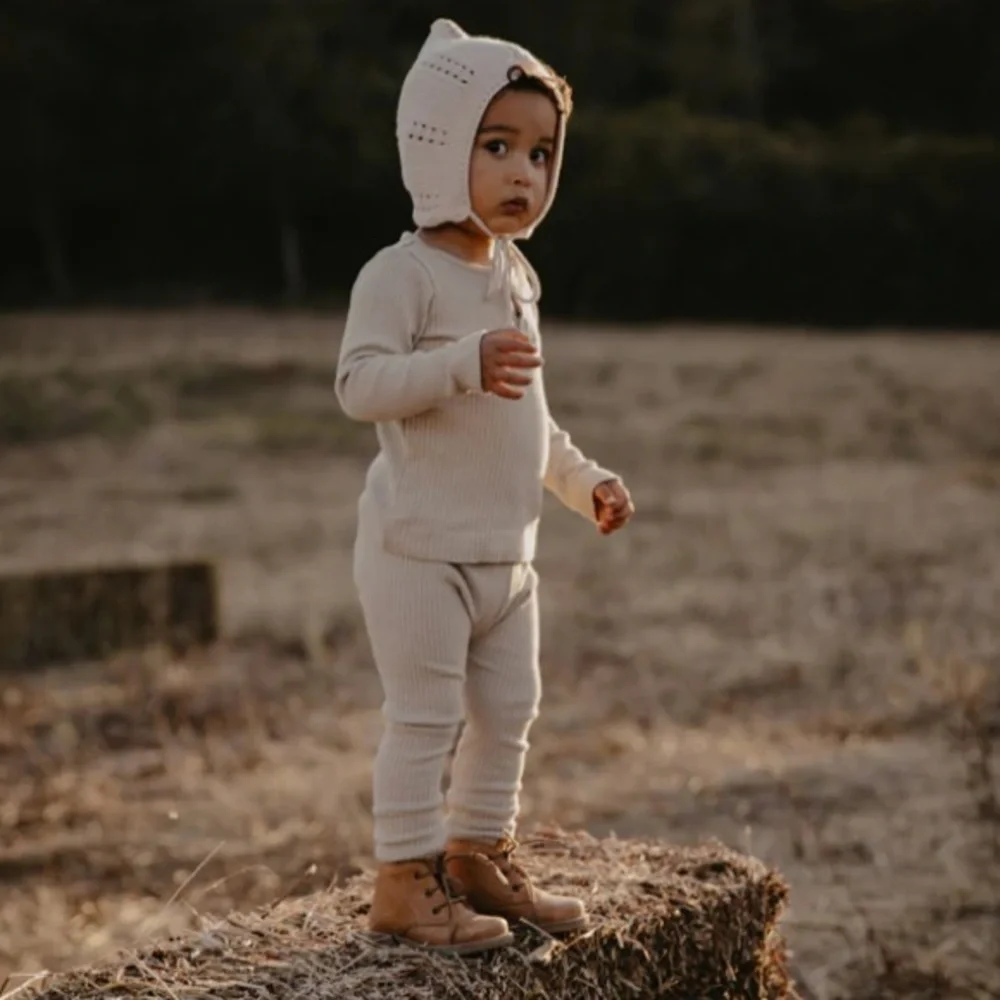 The Simple Folk The Ribbed Legging in ecru size 18/24 months new with tag